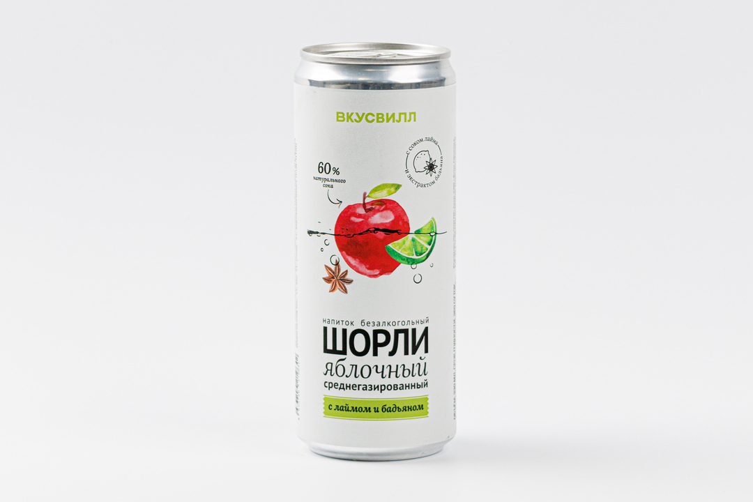 

Напиток ВкусВилл "Шорли" яблочный с лаймом и бадьяном, 330 мл