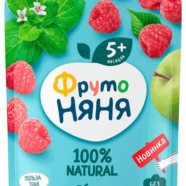 Пюре ФрутоНяня яблоко, малина, мелисса 90 г