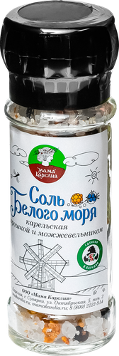 

Смесь солей Мама Карелия Карельская с солью Белого моря с морошкой и можжевельником 100 г