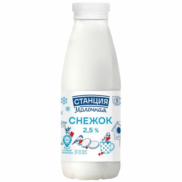 Напиток Станция Молочная Снежок кисломолочный с сахаром 2.5% БЗМЖ 430 г