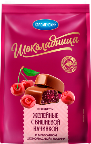 

Конфеты желейные Коломенское Шоколадница вишня в молочной шоколадной глазури 160 г