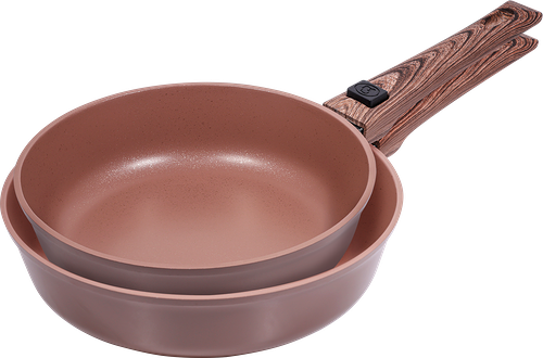 Набор сковород Hopps Mocha Mousse 22 см + 26 см + съемная ручка, литые, с антипригарным покрытием, Арт. HP-22-26