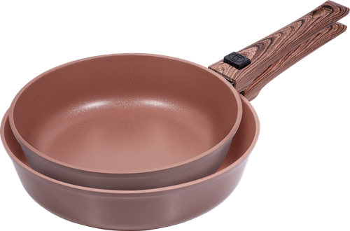 

Набор сковород Hopps Mocha Mousse 22 см + 26 см + съемная ручка, литые, с антипригарным покрытием, Арт. HP-22-26