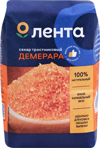 

Сахар тростниковый Лента Демерара нерафинированный кристаллический 500 г