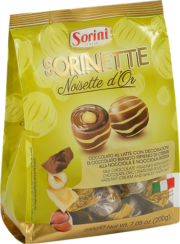 

Конфеты Sorini Noisette D'or Пралине с ореховым кремом и цельным лесным орехом 200 г