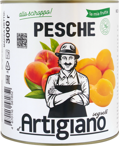 

Персики Segreti d'Artigiano половинки в сиропе 3 кг