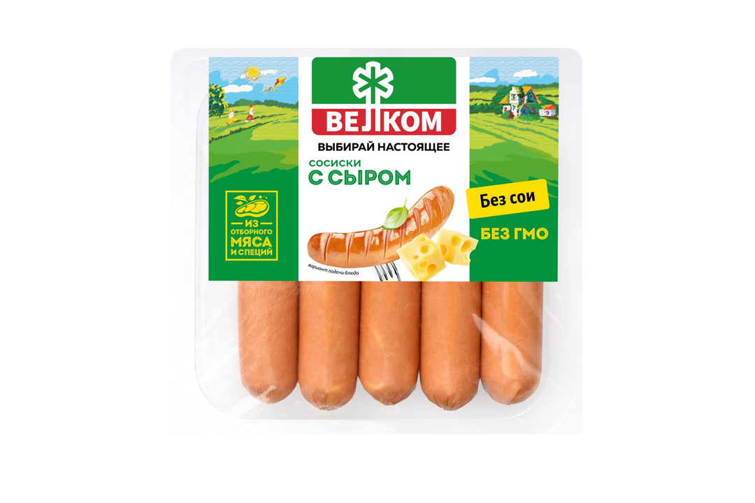 

Сосиски Велком с сыром 450 г