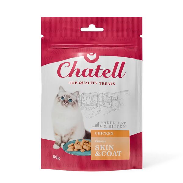 Лакомство Chatell Подушечки для здоровья кожи и красоты шерсти для кошек, с курицей, 60 г