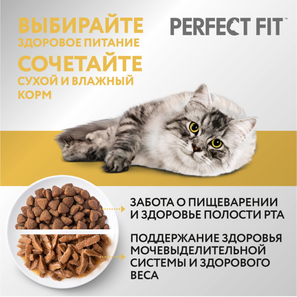 

Сухой корм Perfect Fit Sensitive для взрослых кошек с чувствительным пищеварением с индейкой 650 г