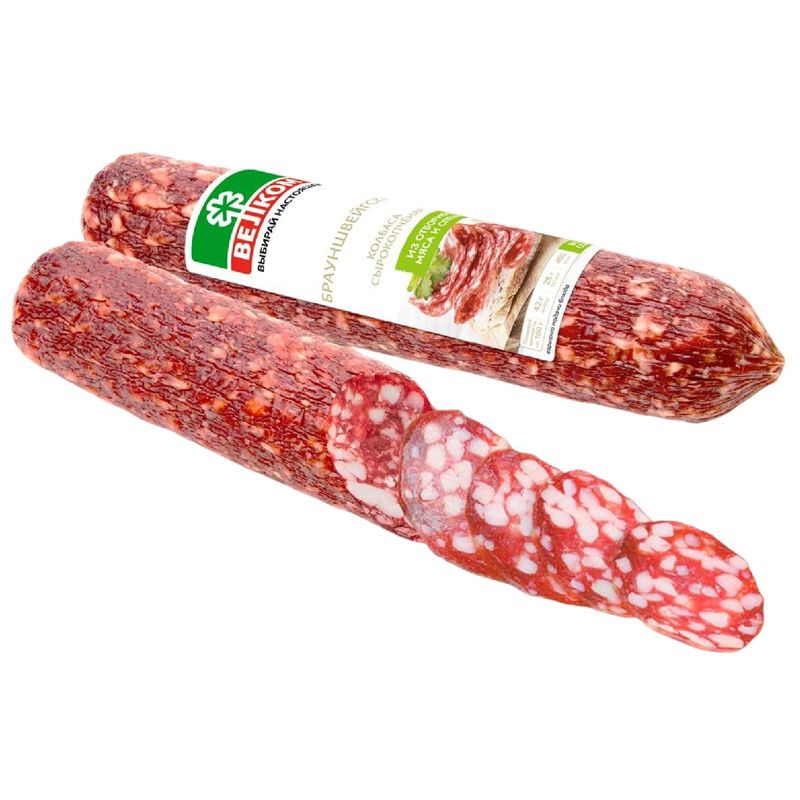 

Колбаса сырокопчёная Велком Брауншвейгская полусухая вес