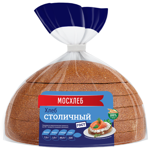 

Хлеб подовый Мосхлеб Столичный в нарезке 350 г