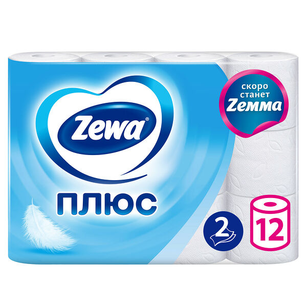 Туалетная бумага Zewa Плюс 2 слоя 12 шт