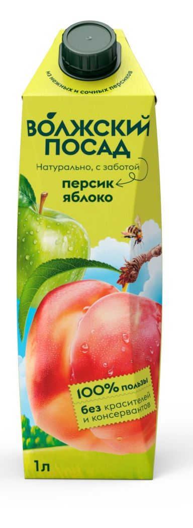 

Нектар Волжский Посад персик-яблоко осветленный 1 л
