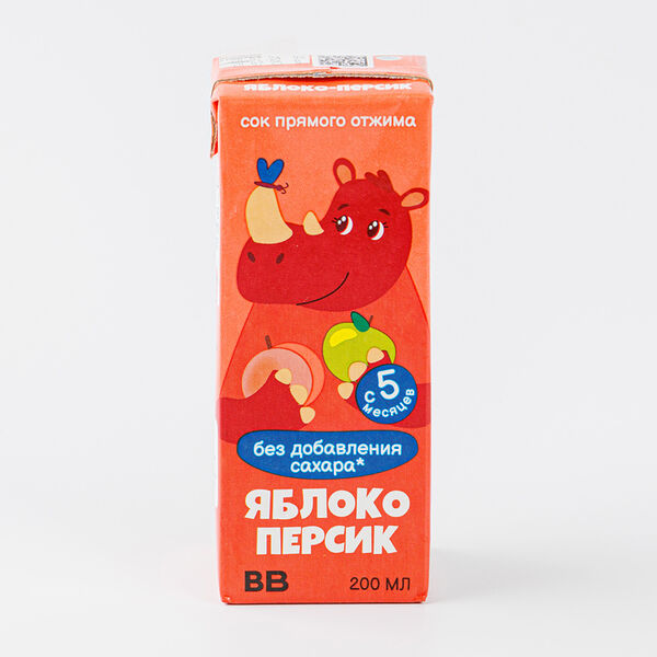 Сок детский яблоко-персик прямого отжима 200 мл