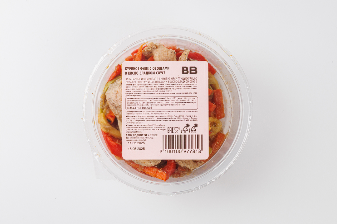 

Куриное филе ВкусВилл с овощами в кисло-сладком соусе 200 г