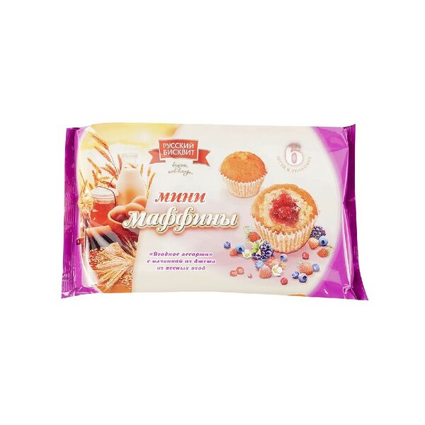Изд х/б сдобн Мини-маффины с нач Ягодное ассорти 200г