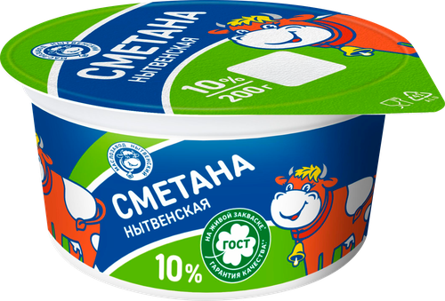 

Сметана Маслозавод Нытвенский 10% без змж 200 г