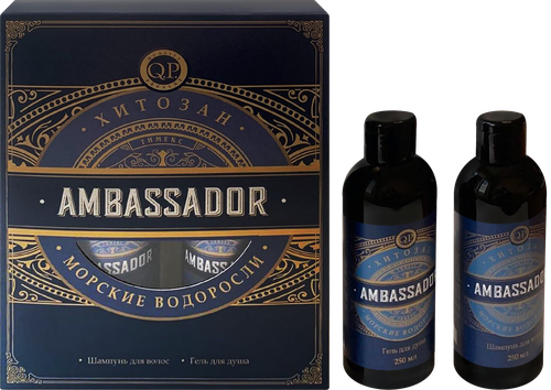 

Подарочный набор для мужчин Compliment Q.P. Ambassador Шампунь для волос 250 мл, Гель для душа 250 мл