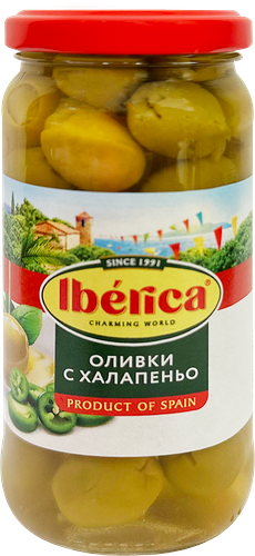 Оливки Iberica с халапеньо 235 г