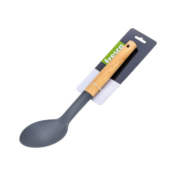 Ложка кухонная пластмас с дерев ручкой арт6868044 7,5*31см