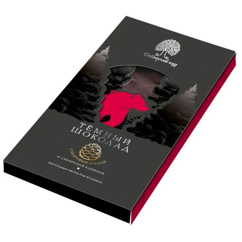 

Шоколад Сибирский кедр с клюквой и кедровым орехом темный 100 г