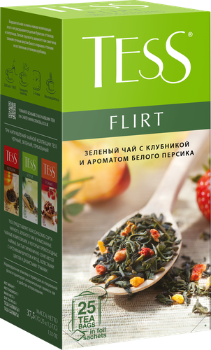 

Чай зеленый Tess Flirt с клубникой и ароматом белого персика 25 пакетиков 37.5 г