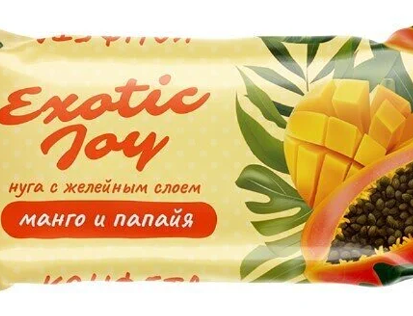 Конфеты Кондитер Кубани Нуга Exotic Joy с желейным слоем манго и папайя в глазури вес