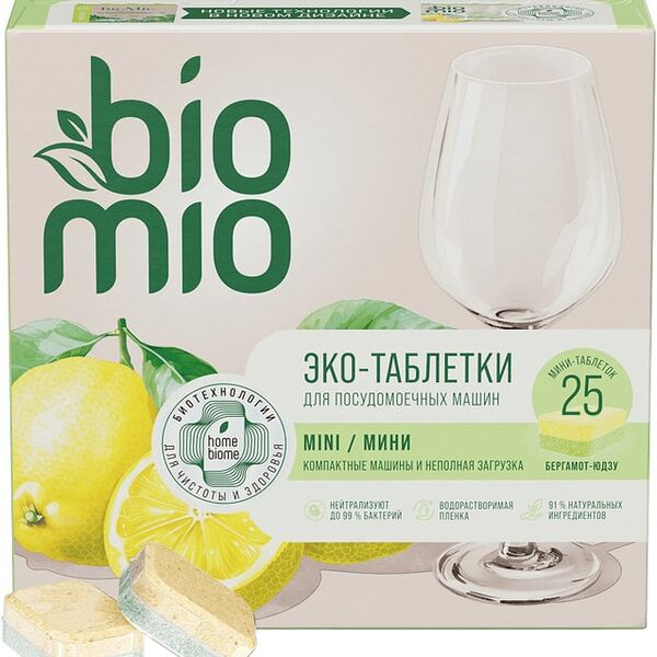 Таблетки для посудомоечной машины BioMio Бергамот и юдзу 25шт