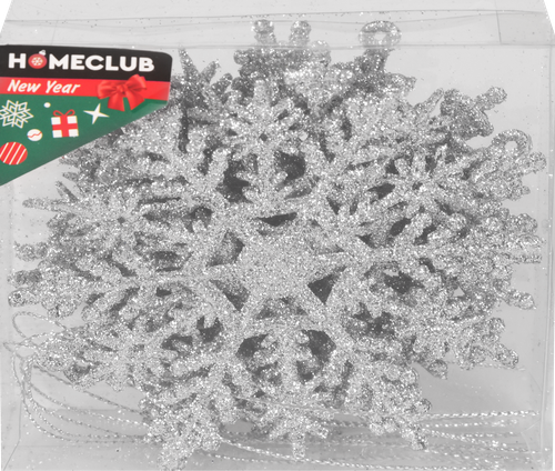 

Набор елочных украшений HOMECLUB Снежинки 11см, пластик, 6шт