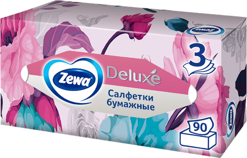 

Салфетки бумажные Zewa Deluxe Design 3 слоя 90 шт., дизайн в ассортименте