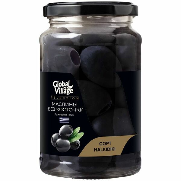 Маслины Global Village Selection Halkidiki без косточки 340г