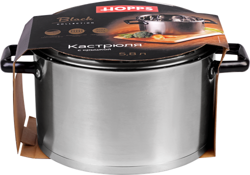 

Кастрюля HOPPS Black, с крышкой нержавеющая сталь, 5.8л, Арт. GW-F4