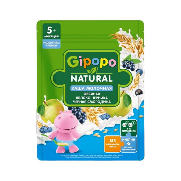 Каша молочная Gipopo Овсяная ябл черн черн смород 170г ДП