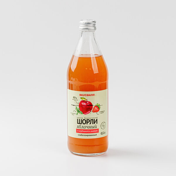 Напиток ВкусВилл Шорли яблочный с клубникой и мятой 500 мл
