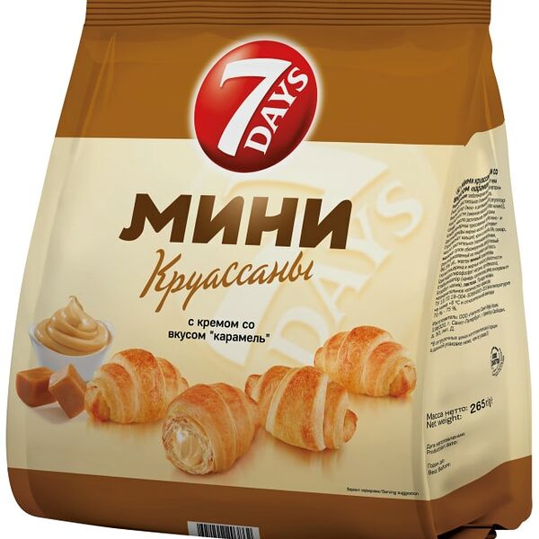 Мини-круассаны 7 Days с кремом Карамель 265г