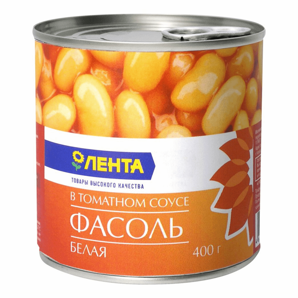 Фасоль белая ЛЕНТА в томатном соусе