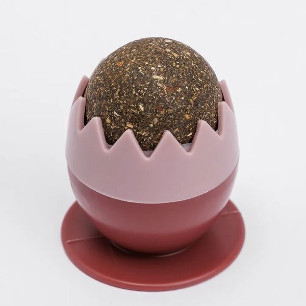 Игрушка для кошек Шарик-лизунец Яйцо в подставке, 5х4х4 см