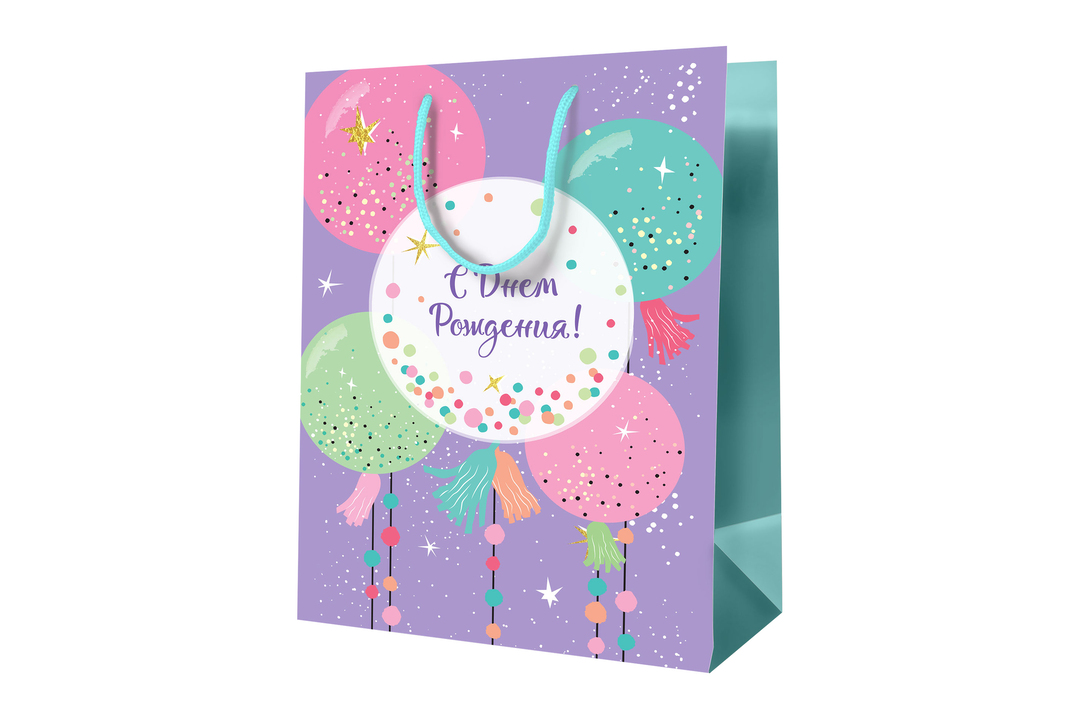 

Пакет подарочный Meshu Воздушные шары 26х32х12 см ламинированный