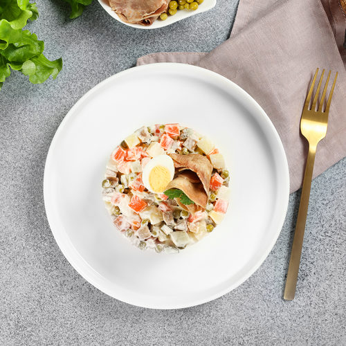 

Салат оливье Лента Fresh с говяжьим языком, вес