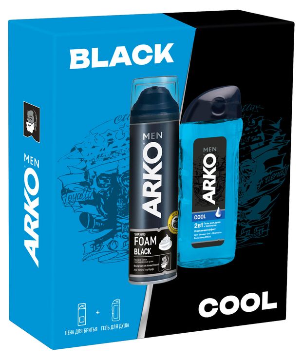 

Набор подарочный Arko Гель для душа Cool 260 мл+пена для бритья Black 200 мл