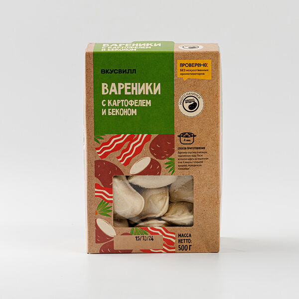 Вареники Вкусвилл с картофелем и беконом 500 г