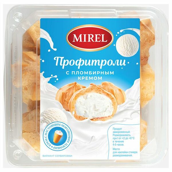 Пирожное Mirel профитроли с пломбирным кремом 180 г