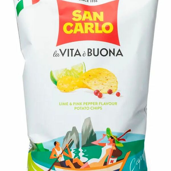 Чипсы картофельные San Carlo с лаймом и розовым перцем 150 г