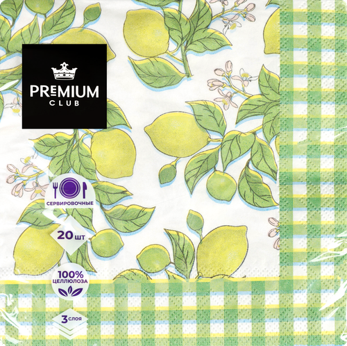 

Салфетки бумажные Premium Club Нежность 3-слоя 33 х 33 см 20 шт. дизайн в ассортименте