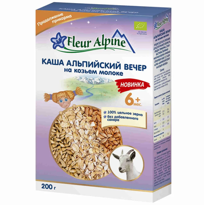Каша молочная Fleur Alpine Альпийски вечер на козьем молоке, 200 г