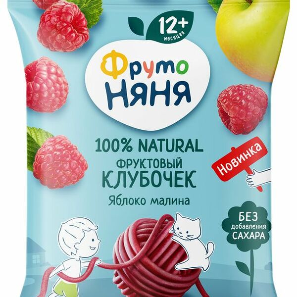 Фруктовые кусочки ФрутоНяня Фруктовый клубочек яблоко малина с 12 месяцев 15 г
