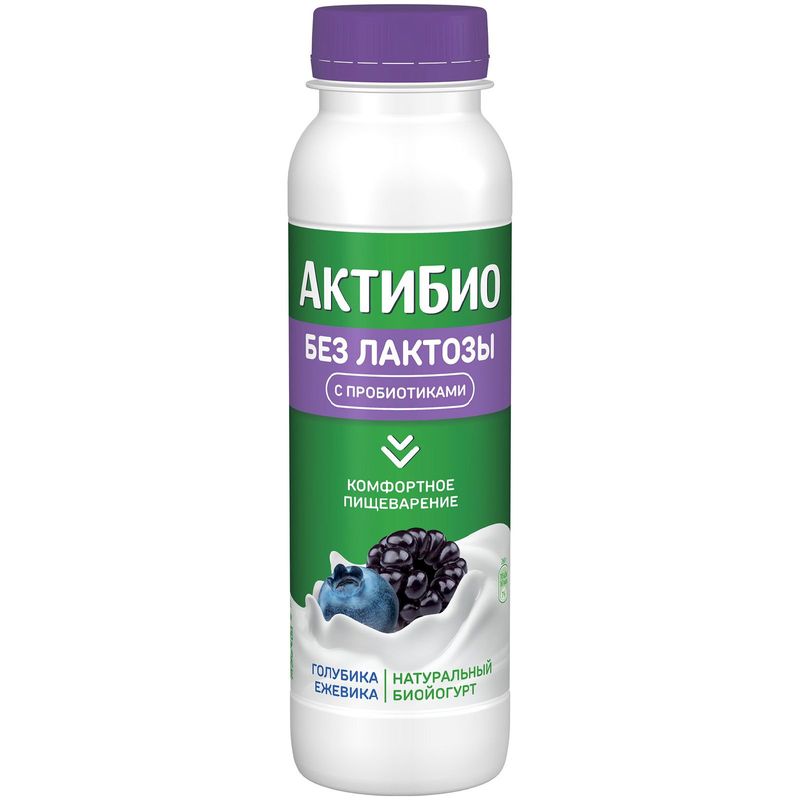 

Биойогурт АктиБио безлактозный обогащённый бифидобактериями с голубикой и ежевикой 1.5% 260 г
