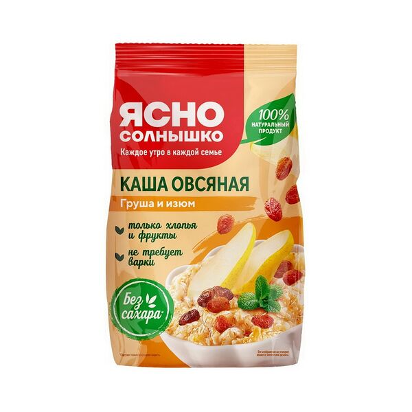 Каша овсяная 300г с грушей и изюмом Ясно Солнышко