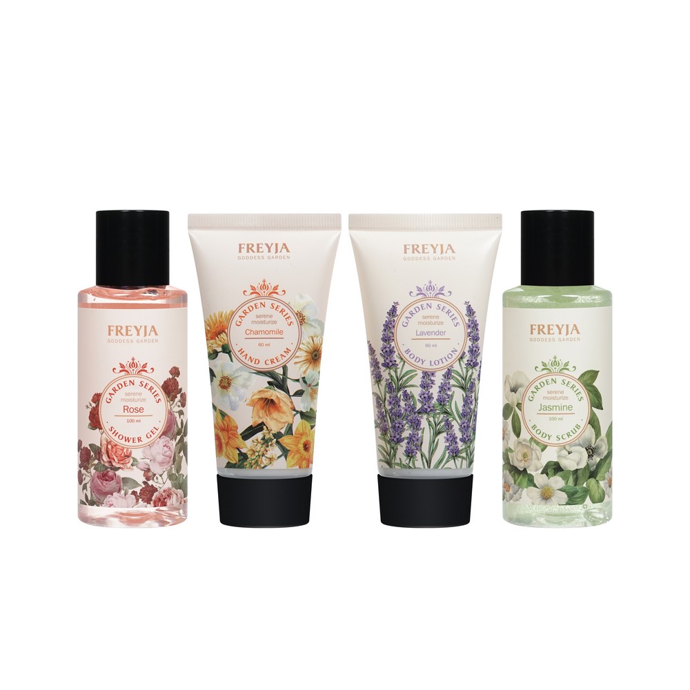 

Подарочный набор Freyja: крем для рук 60 мл, скраб для тела 100 мл, лосьон для тела 60 мл, гель для душа 100 мл