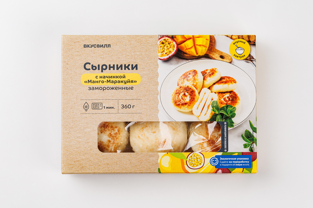 

Сырники ВкусВилл с начинкой "Манго-маракуйя" замороженные 360 г